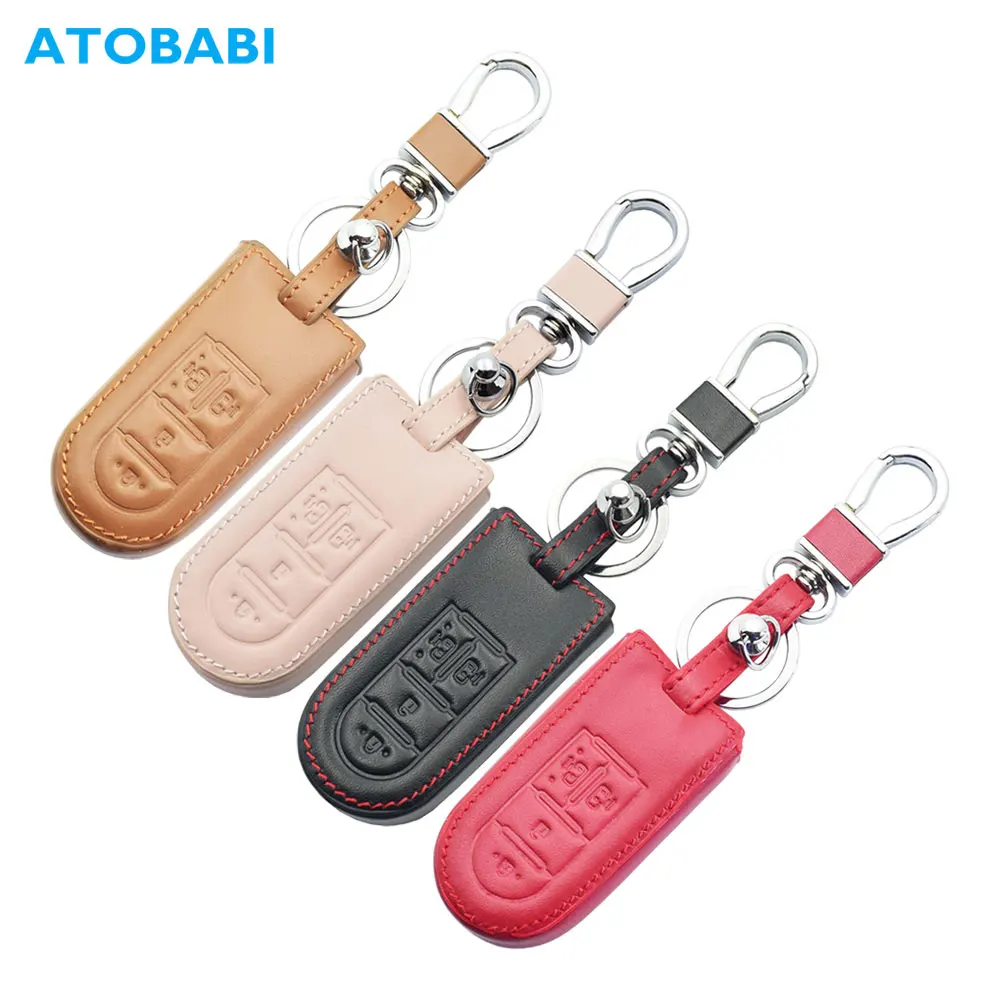 Leather Car Key Case For Daihatsu Tanto LA610S LA150S Move Custom Moovecanvas LA800S LA600S Toyota 4 Button Remote Control Cover