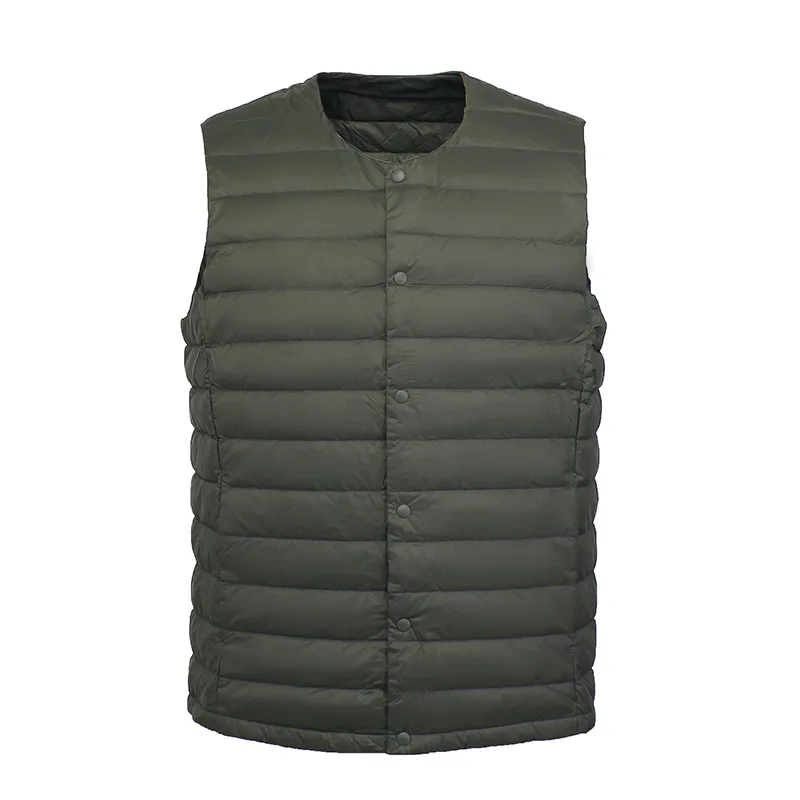 Gilet en duvet blanc pour homme, vêtement Ultra léger, Portable, sans manches, col rond, doublure chaude, hiver, 90%