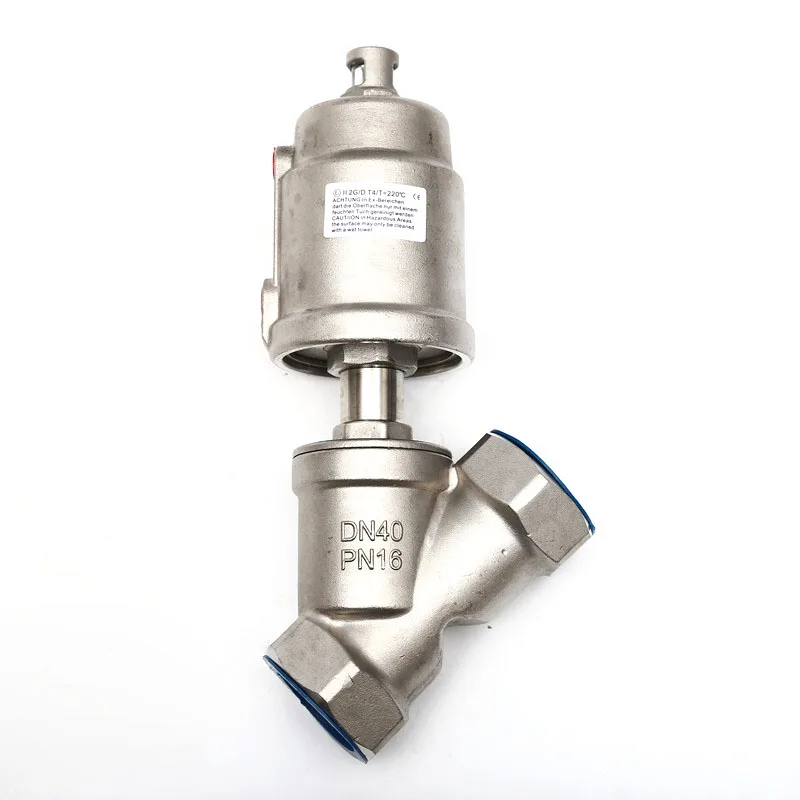 

DN40 Stainless Steel Pneumatic Threaded Angle Seat Valve Y Type High Temperature Steam Internal Thread Pneumatic Valve