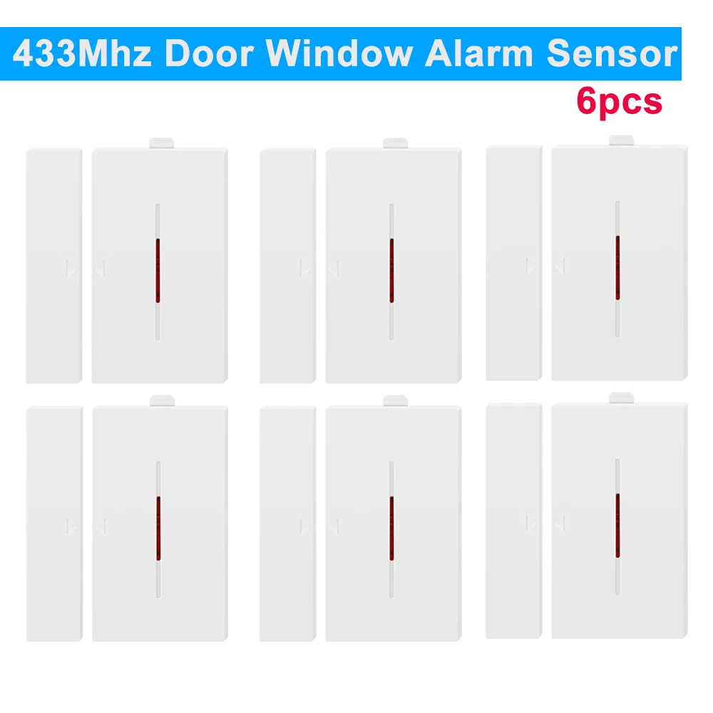 

6PCS Sensor 433Mhz Door Window Alarm Sensor Wireless Automation Anti-Theft Alarm For Smart Home Security Alarm System