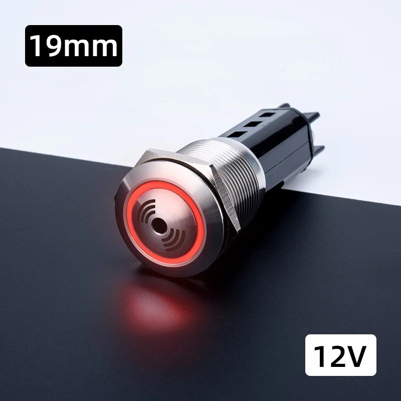 Voyant lumineux en métal avec sonnerie, son et lumière, 70 décibels, 12V, 24V, 220V, 16mm, 19mm, 22mm