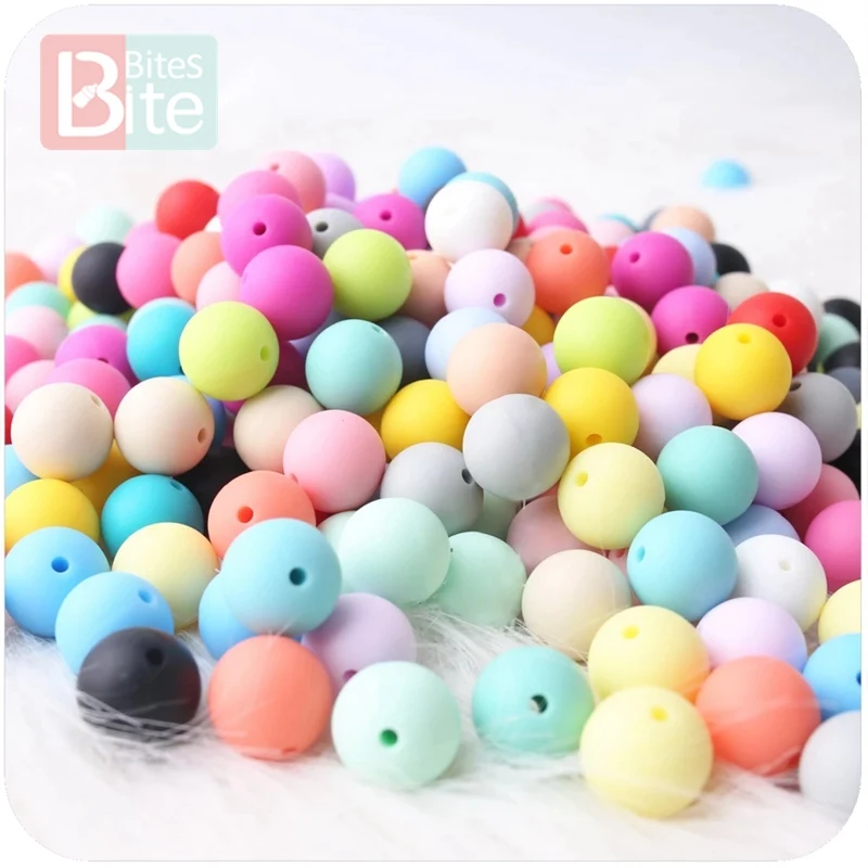 30PCS 12mm Silicone Beads Pearl Silicone Food Grade Teething Beads DIY Nursing Bracelet Silicone Tiny Rod Baby Teether BPA Free