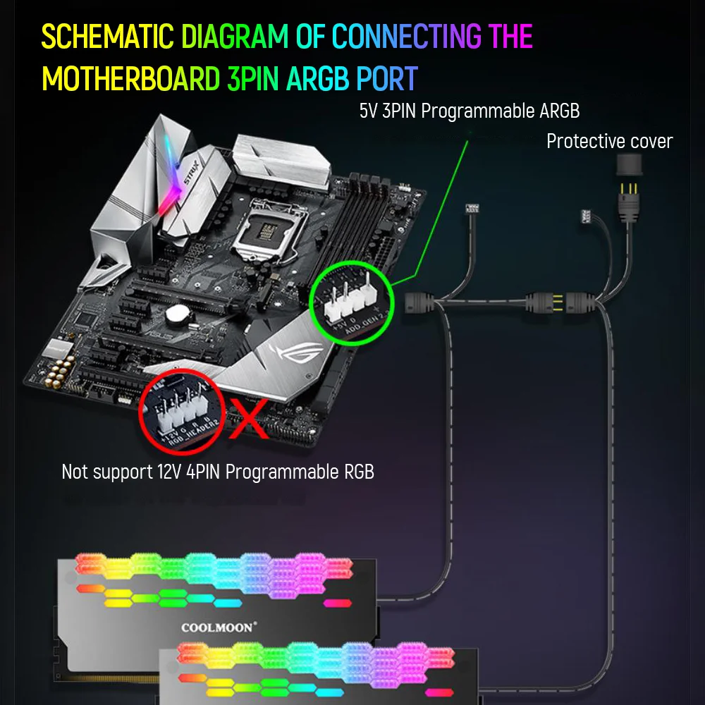 COOLMOON RA-2 رام التنين درع الذاكرة بالوعة الحرارة 5 فولت ARGB المبرد الصدرية 3 4 دبوس مسند تبريد للاب توب مدمج به مكبر صوت المبرد ل كمبيوتر مكتبي PC