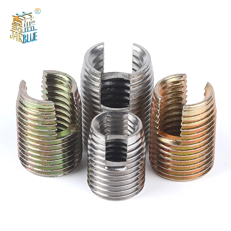 Insertos roscados de acero inoxidable galvanizado, insertos de reparación de rosca de Metal, tornillo ranurado autorroscante, 4-60 piezas, M2 a M12