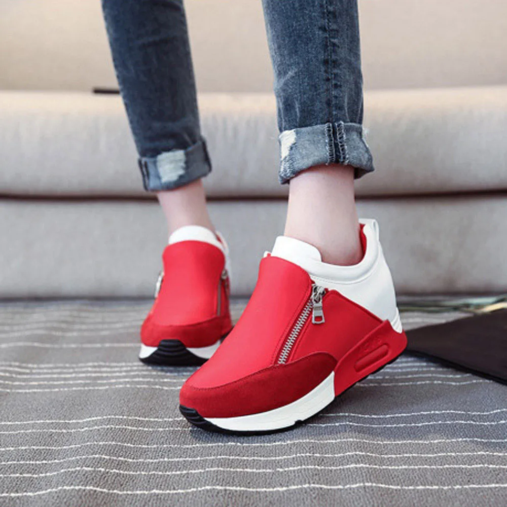 Women's Sports Shoes 2021 Running and Hiking Platform Wedge Shoes Women's Sports Shoes Spring and Autumn Fashion Black Shoes