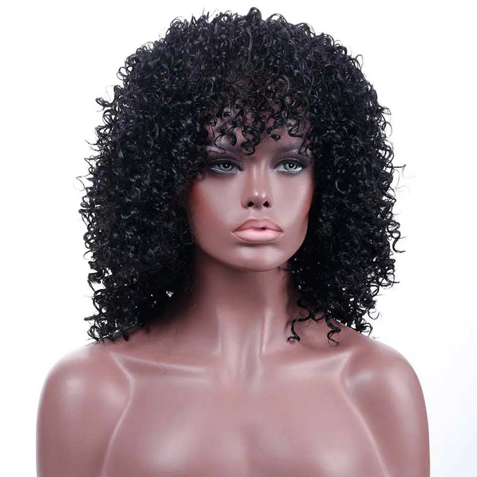 MUMUPI-peluca Afro rizada sintética para mujer, pelo negro Natural Afro de alta temperatura, disponible en 2 colores