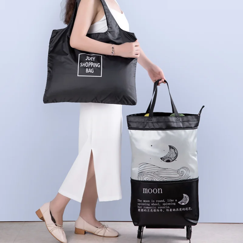 Wheel shopping bag shopping cart supermarket shopping folding handbag Oxford cloth waterproof bag