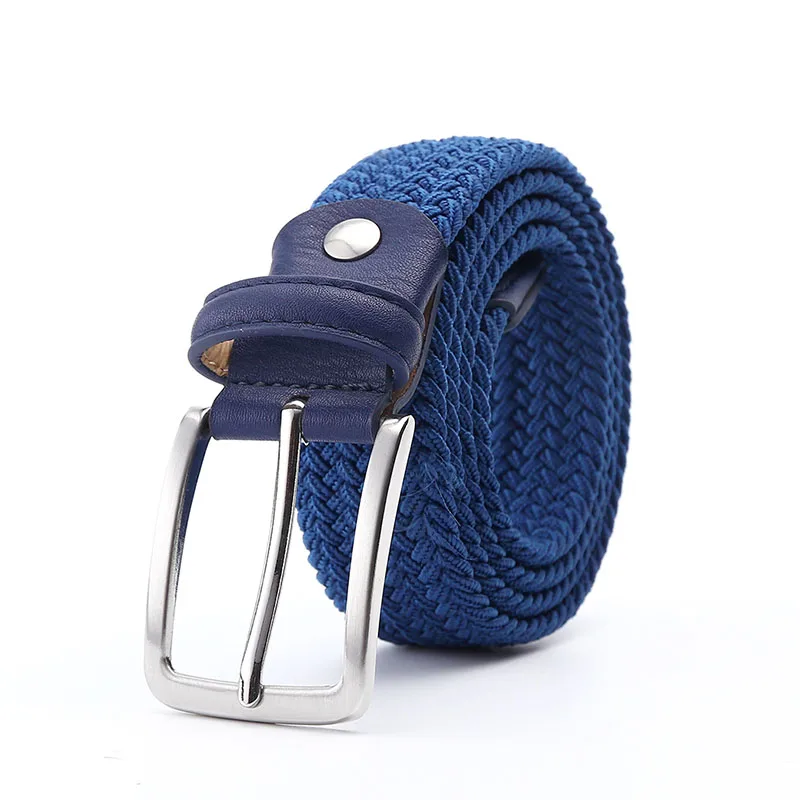 Green Longer Elastic Belts For Men Woven Braided Fabric Comfort Stretch Casual Belts 1-3/8\