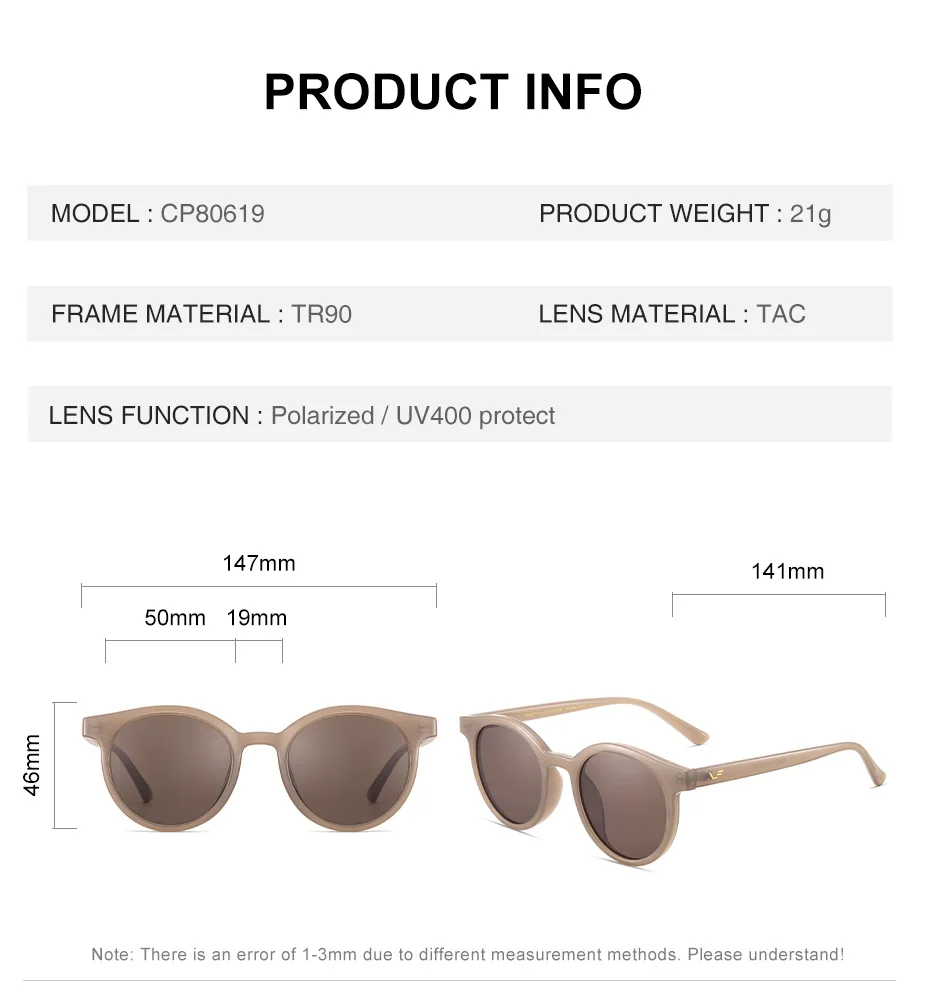CAPONI Vintage Sonnenbrille Frauen Brillen Retro Runde Polarisierte Sonnenbrille UV400 Ray Schnitt Marke Designer Weibliche Shades CP80619 – Detail 11