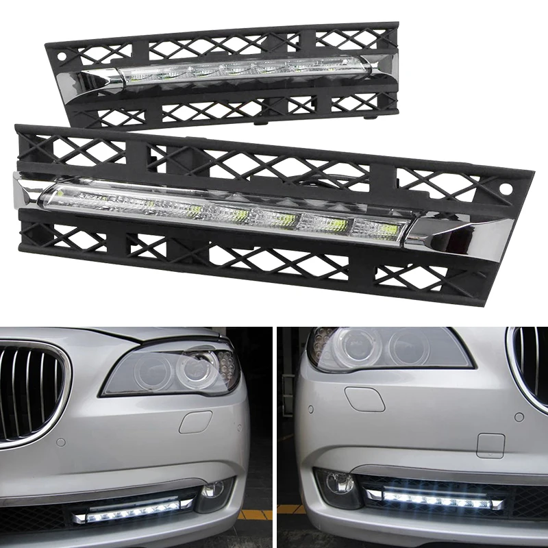 

Для BMW 7 серии F01 F02 730i 740i 750i 760i 2011 2012 DRL светодиодсветодиодный белые дневные ходовые огни Противотуманные фары левый правый белый свет