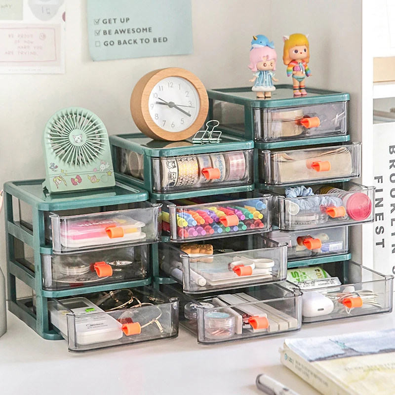 2/3/4/5 Layers Desktop Storage Box Office Accessories Tape Pencil Holder Drawer Cosmetics Jewelry Masks Organizer Case Large Box