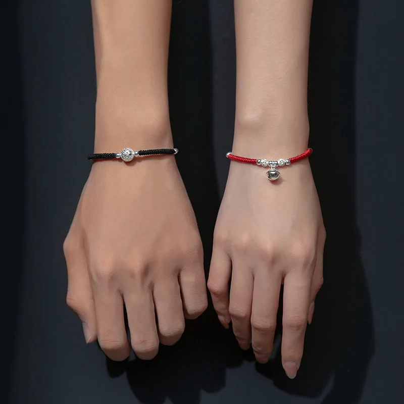 La Monada جرس الخيط الأحمر لليد 925 فضة سوار زوجين سلسلة حبل الأحمر الموضوع أساور للنساء الفضة 925 #3
