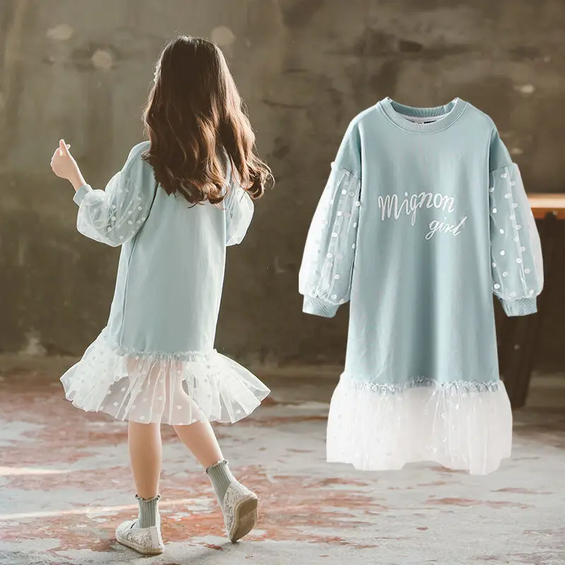 Teenager dress clothes girls dress cotton children long sleeve dress 8 9 11 12 13 long sleeve dress for girls