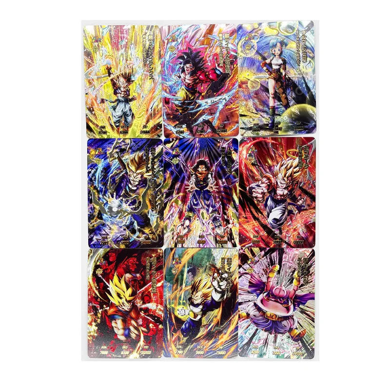 9pcs/set Dragon Z GT Rough Flash No.2 Gilding Super Saiyan Heroes Battle Card Ultra Instinct Goku Vegeta Game Collection Cards