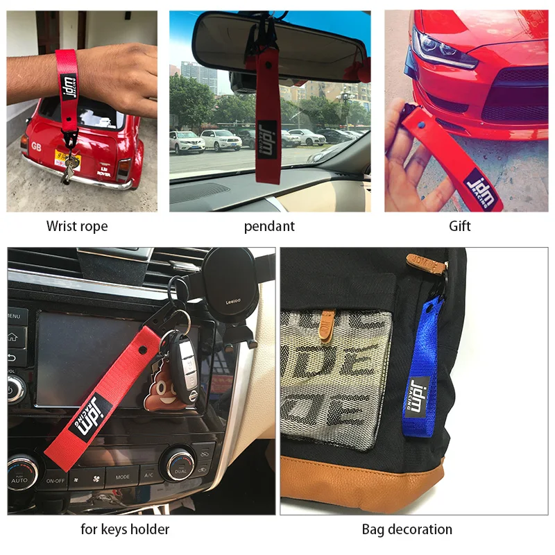 Trendige Auto-Schlüsselanhänger mit Nylonband, Blauem Gurtband und Stahlfederclip, Schlüsselband-Accessoire – Detail 8