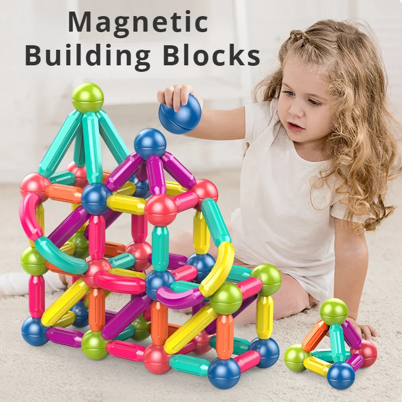 Kids Magnetic Stick Building Blocks Designer Magnet Constructor Brick Rod Montessori Educational Toys For Children Boy Girl Gift