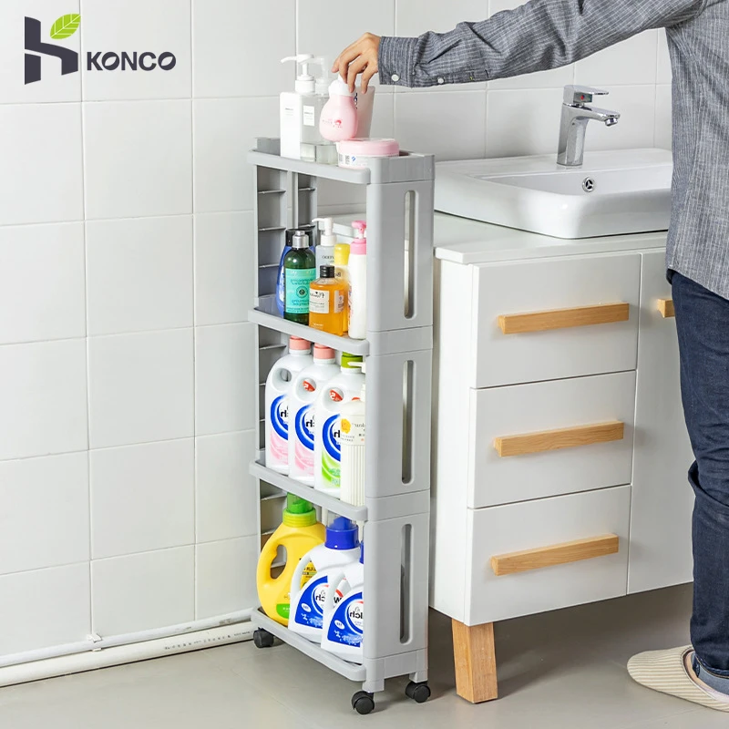 

KONCO 2/3/4 Layers Kitchen Storage Shelves Interspace Storage Rack Bathroom Storage Rack Fridge Side Seam Finishing Rack