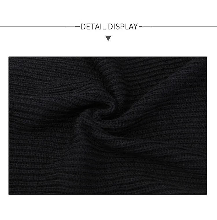 Men\'s Knitted Scarf Winter Muffler Warm Face Earflaps Shawl Chenille Hand Knitting Scarves Leisure Black