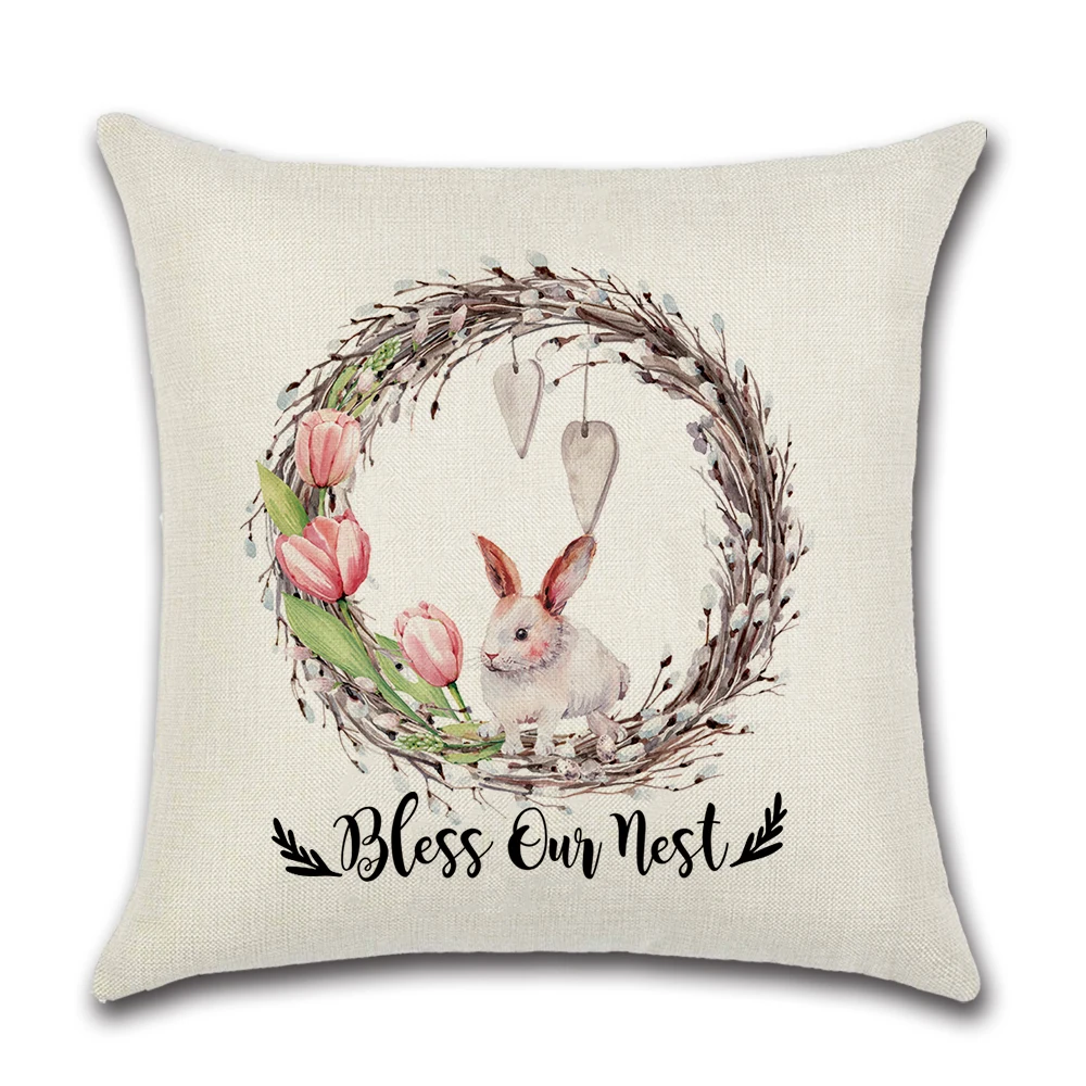 1pcs Rabbit Easter eggs truck Flower basket Cushion Cover Throw Pillow Cover Nordic Room Decoration for Home Car Sofa Couch