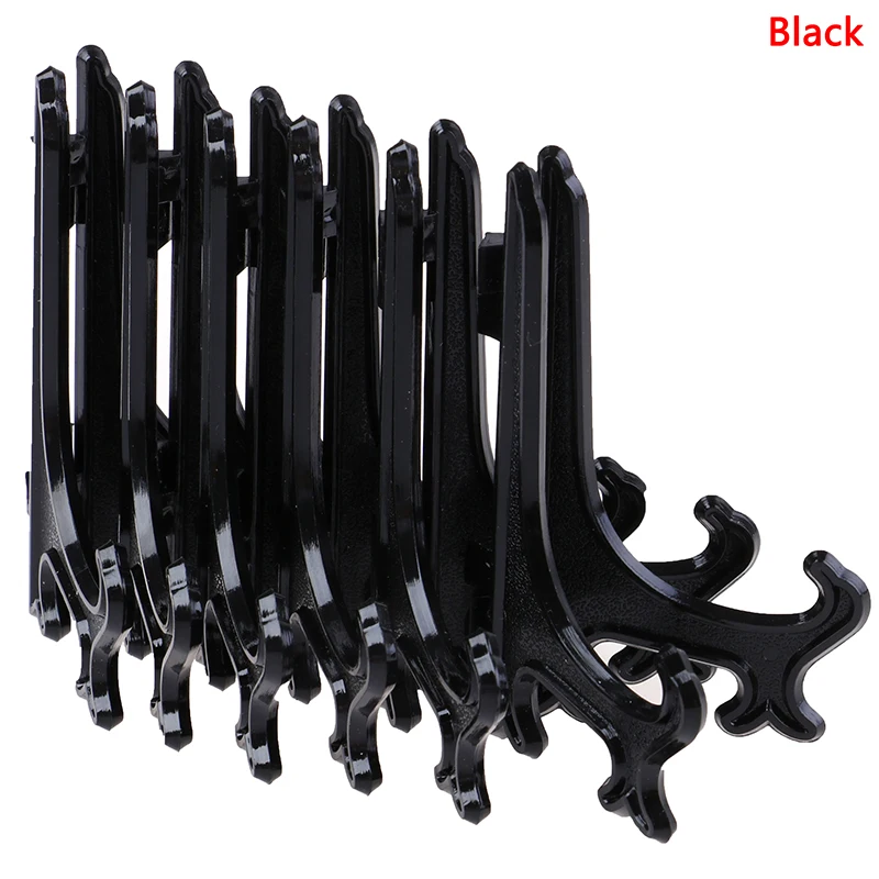 12 Pcs Black/Clear 3inch Plastic Easels Plate Holders Picture Frames Photo Book Pedestal Holder Portable Display Stand Stander