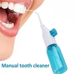 Irrigador bucal Manual de agua a presión, hilo dental portátil, chorro de agua Dental, tanque de agua de 90ML, limpiador de dientes resistente al agua