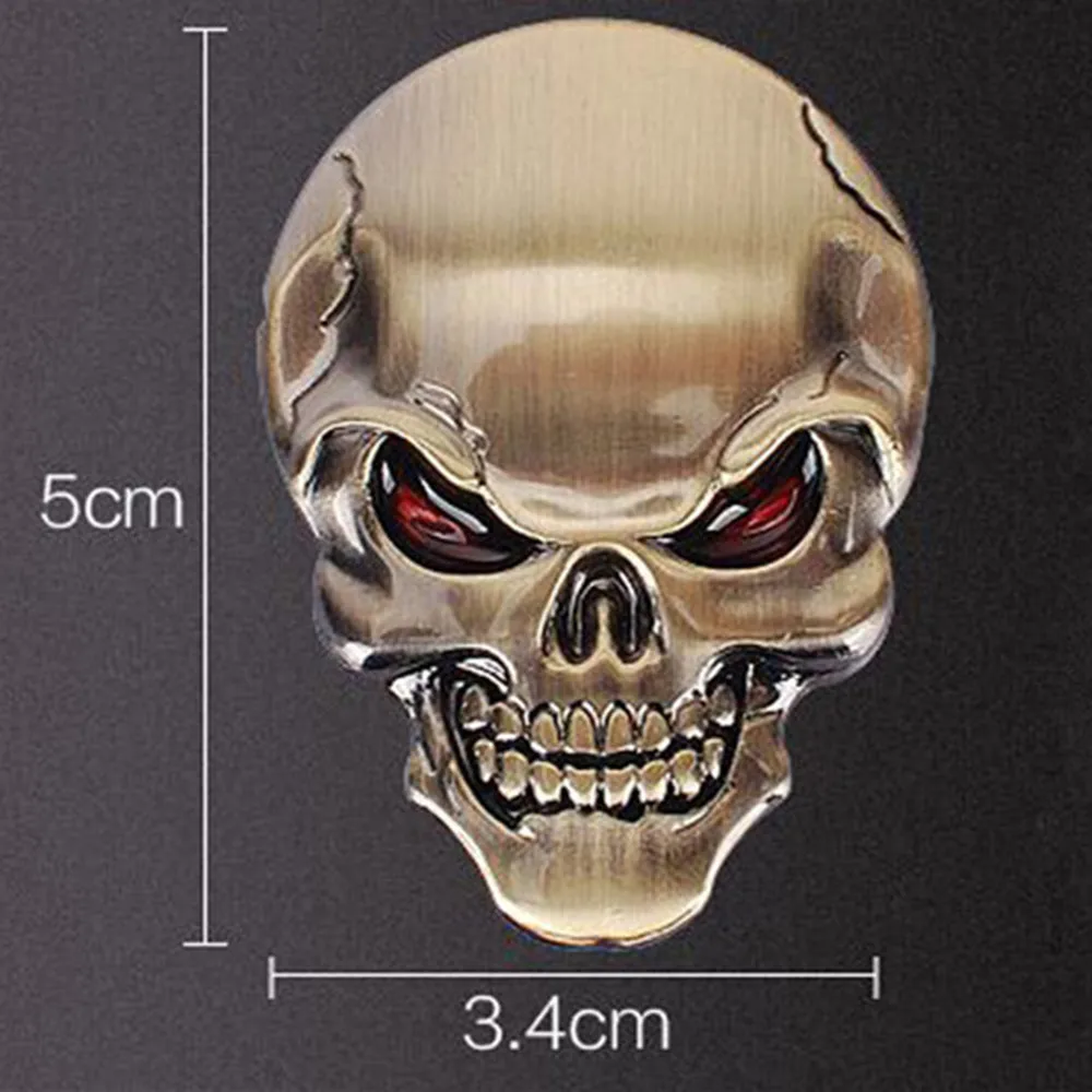 3D 해골 아연 합금 금속 자동차 스티커, 자동차 오토바이 로고, 해골 엠블럼 배지, 자동차 스타일링 스티커, 1 개 패션