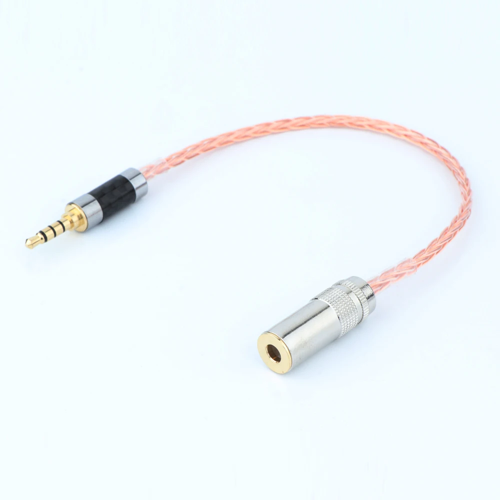 Preffair 10 cm OCC Kupfer geflochtenes Audiokabel 3,5 Stecker auf 4,4 Buchse Adapter für MP3-Musik-Player