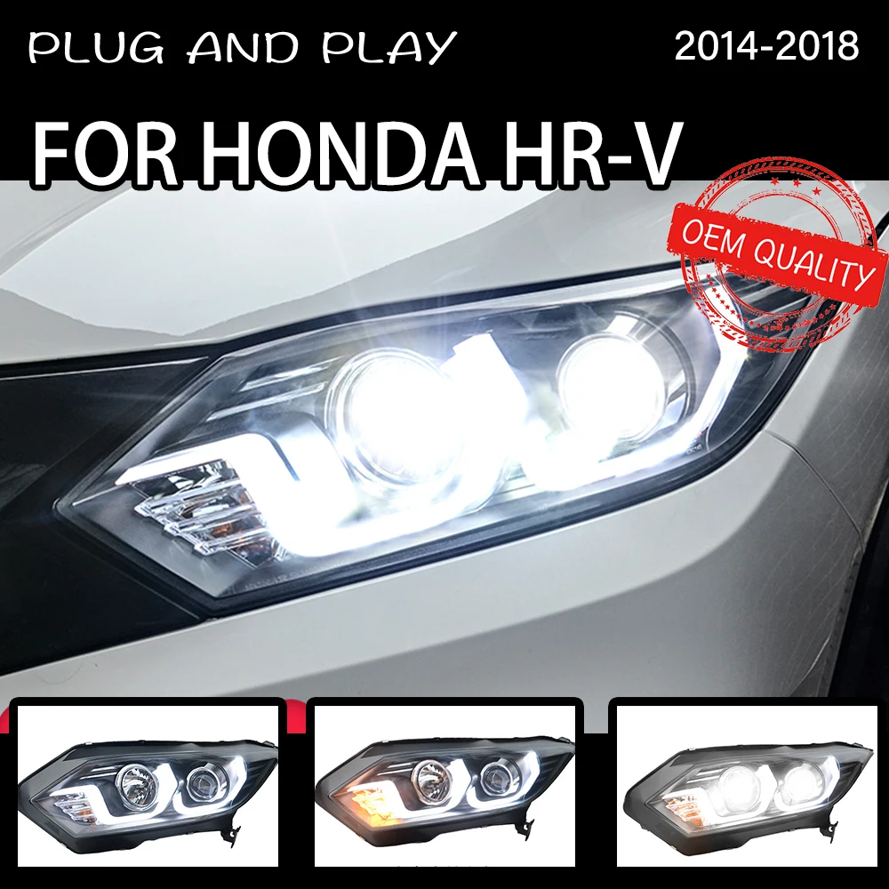 

Headlight For HRV 2014-2018 Car LED DRL Hella 5 Xenon Lens Hid H7 Vezel Car Accessories