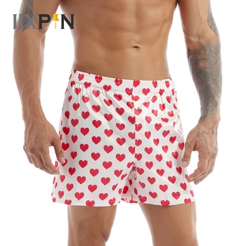 เซ็กซี่ Love Heart พิมพ์กางเกงนักมวยชายชุดชั้นในกางเกงขาสั้นชายหาดน้ำหนักเบาหลวม Lounge กางเกง