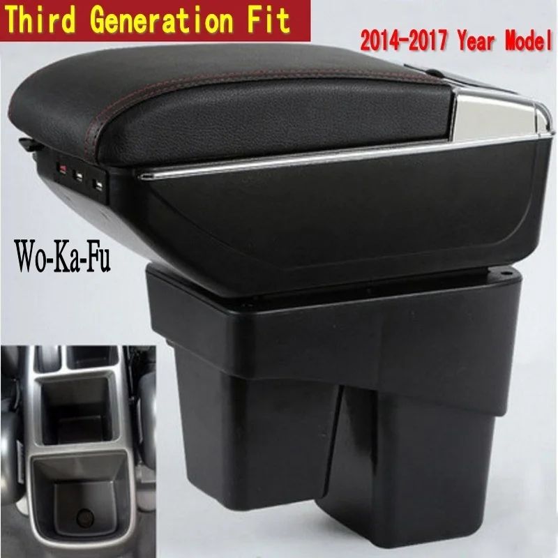 

Arm Rest For Honda Fit Jazz 3rd Armrest Box Center Console Central Store Content Storage with Cup Holder Ashtray USB Interface