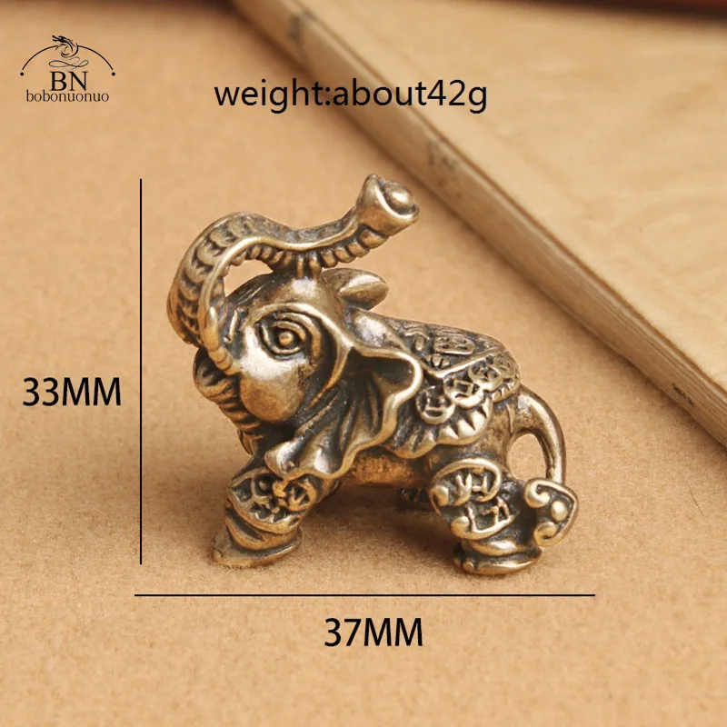 Solid Brass Lucky Elephant Office Desktop Decorations Accessories Chinese Wealth Texts Vintage Copper Animal Figurines Ornaments