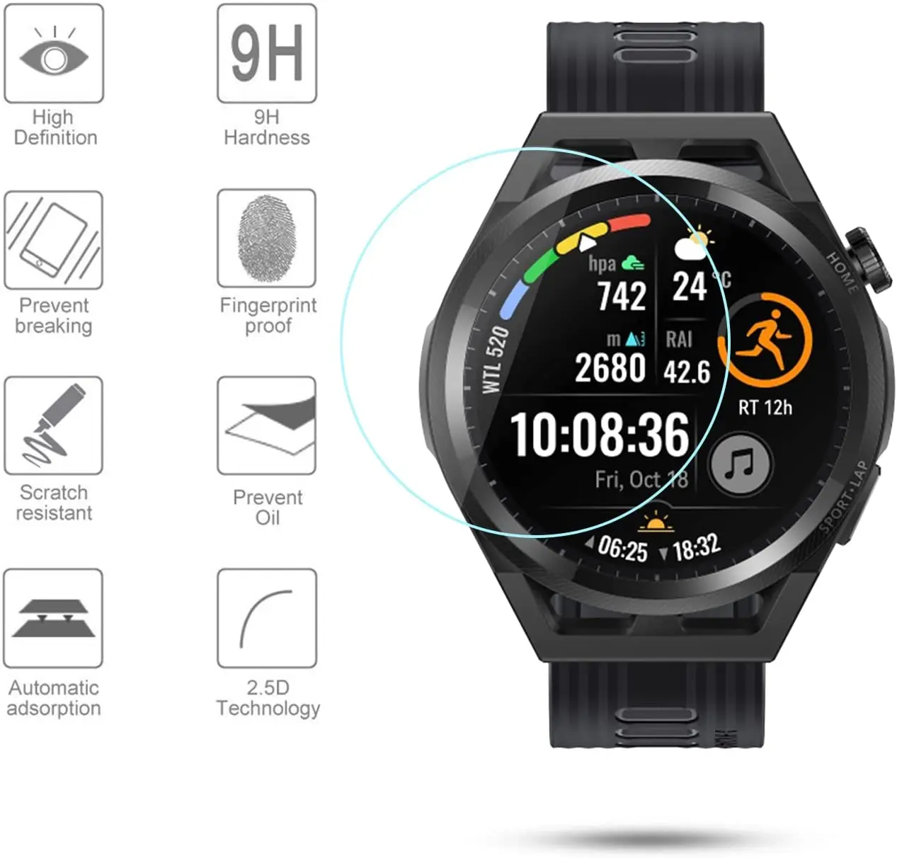 Защитная пленка из закаленного стекла для смарт-часов Huawei Watch GT Runner, 3 шт.