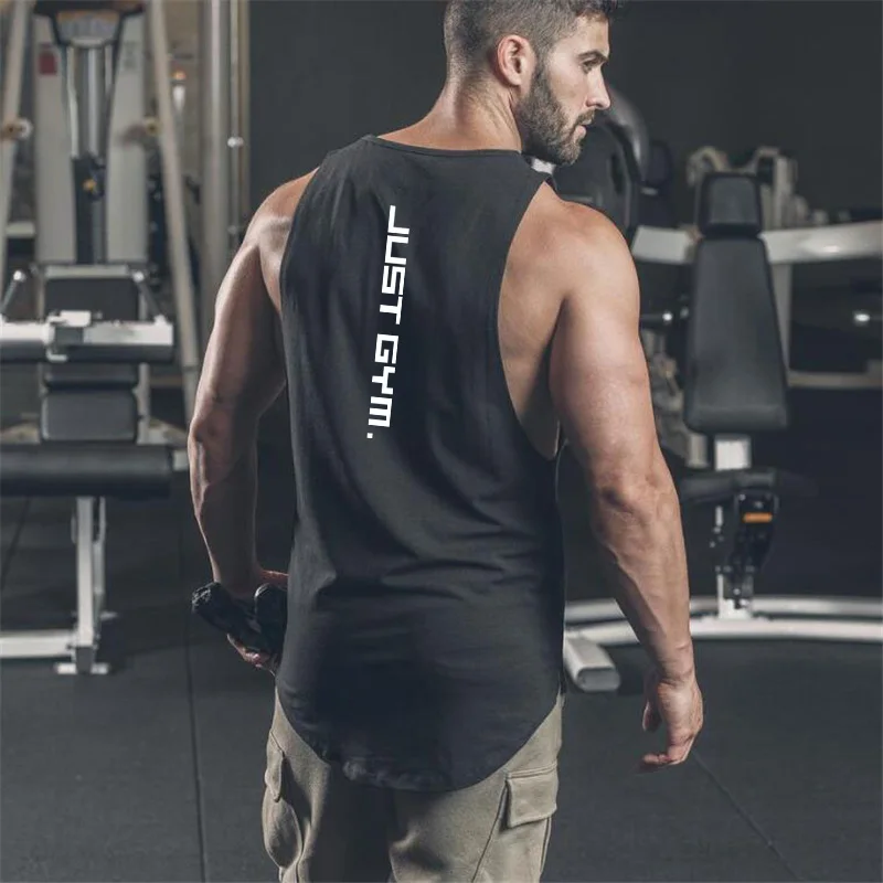 

Brand Cotton Running Vest Men Fitness Muscle Sleeveless T-shirts Summer Gym Clothing Sport Tank Tops Bodybuilding Stringer Vest