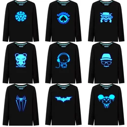 3D Printing Boys Girls Cartoon Casual Long Sleeve Hip Hop Kids Tops Christmas Children's Clothing Fashion Luminous T-shirt 3-15T