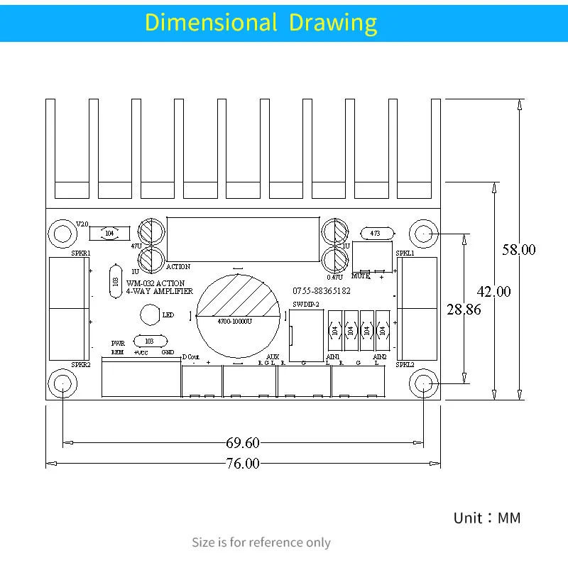 UNISIAN TDA7850 4.0 channels Car Audio amplifier board 4X50W High Powr Class-AB TDA7850 Amplfiers For Car auido system