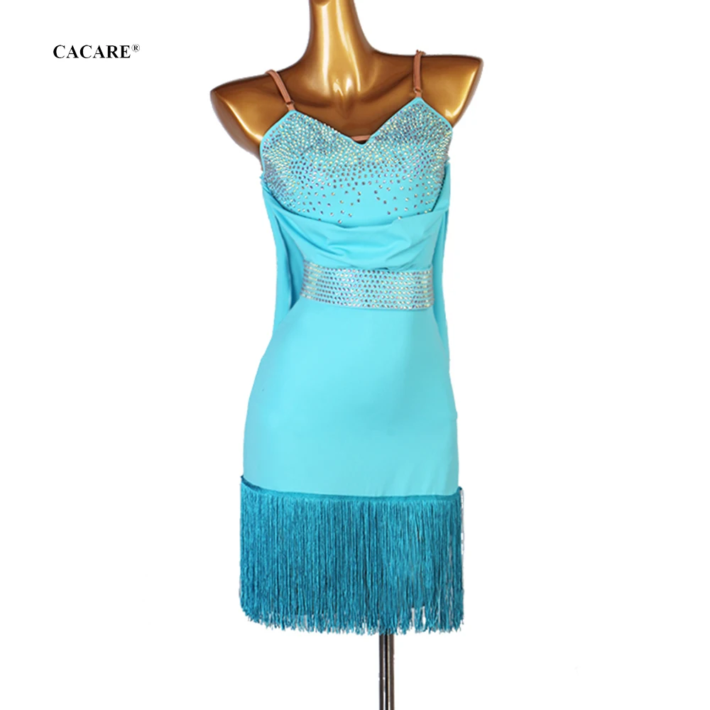 

NEW Sexy Latin Dance Dress Women Latina Salsa Latin Dance Competition Dresses Fringe Customize D0419 Split Tassels Hem Backless