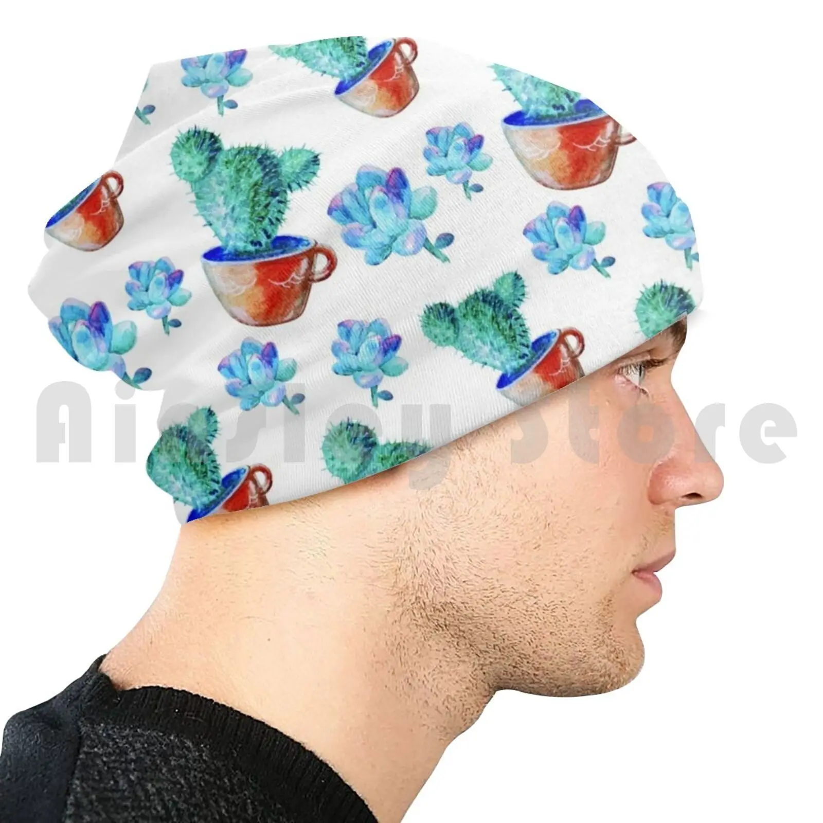 Gorro de cobertura con patrón de Cactus suculento, estampado artesanal, cojín, Cactus, verde, azul, púrpura, taza de jardinería