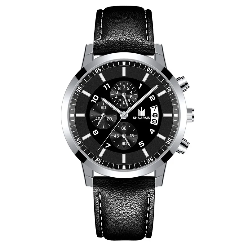 Reloj de cuarzo deportivo militar luminoso para hombre, cronógrafo con correa de cuero, calendario de negocios, a la moda, nuevo