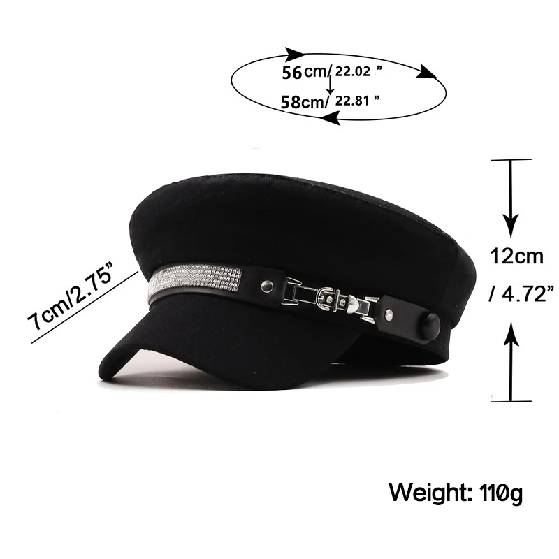 Spring summer Chain Black cotton Military Berets for Women Female Flat Army Cap Salior Hat Girl Travel Berets Ladies Painter Cap