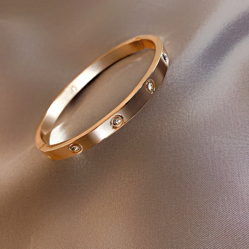 Beautiful Lovers Bracelets Woman Stainless Steel Bangles Bracelets Cubic Zirconia Golden Woman Jewelry Gifts image 5