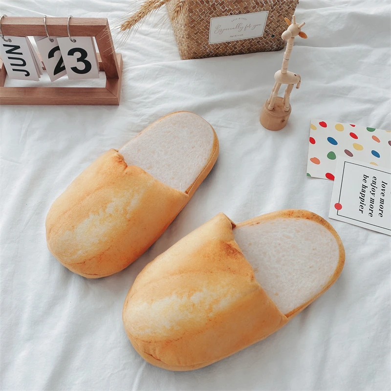 Simulation Bread Pattern Home Cotton Shoes Warm Winter Baguette Indoor Slippers Women Girl Soft and Thick Sole Non-slip Fashion