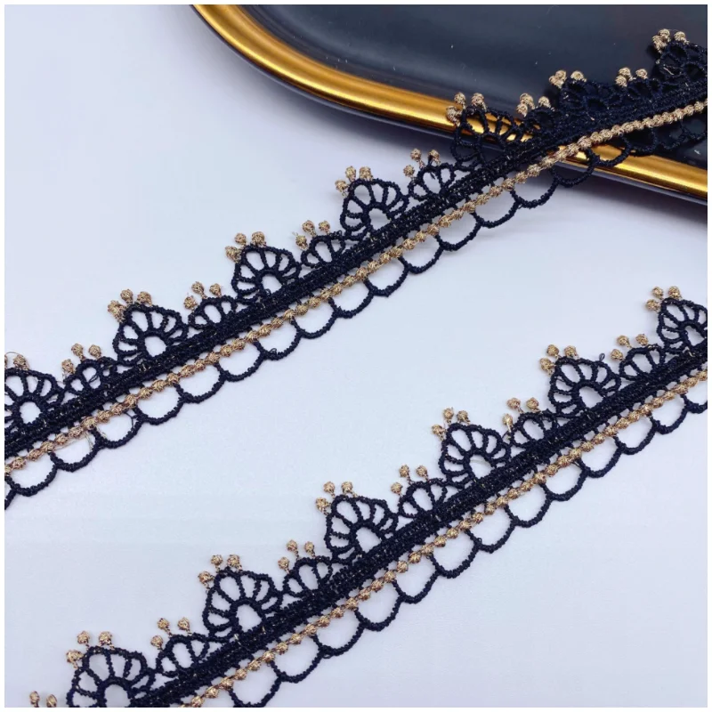 Exquisite Golden Thread Embroidery Lace Trim Necklace Material, Handmade DIY Needlework Accessories, 19 Yards, 2.6cm, 570