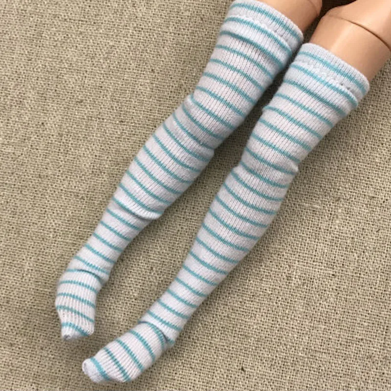 1pair Striped Stockings for Barbie Doll Thigh High Stockings For Blythe 1:6 Doll Long Sock For Momoko 1/6 Doll Accessories Kids