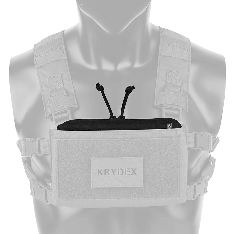 KRYDEX Tactical Double Zipper Insert Pouch For MK3 Chest Rig Chassis Full Length Front Panel Accessories Storage Pocket Black