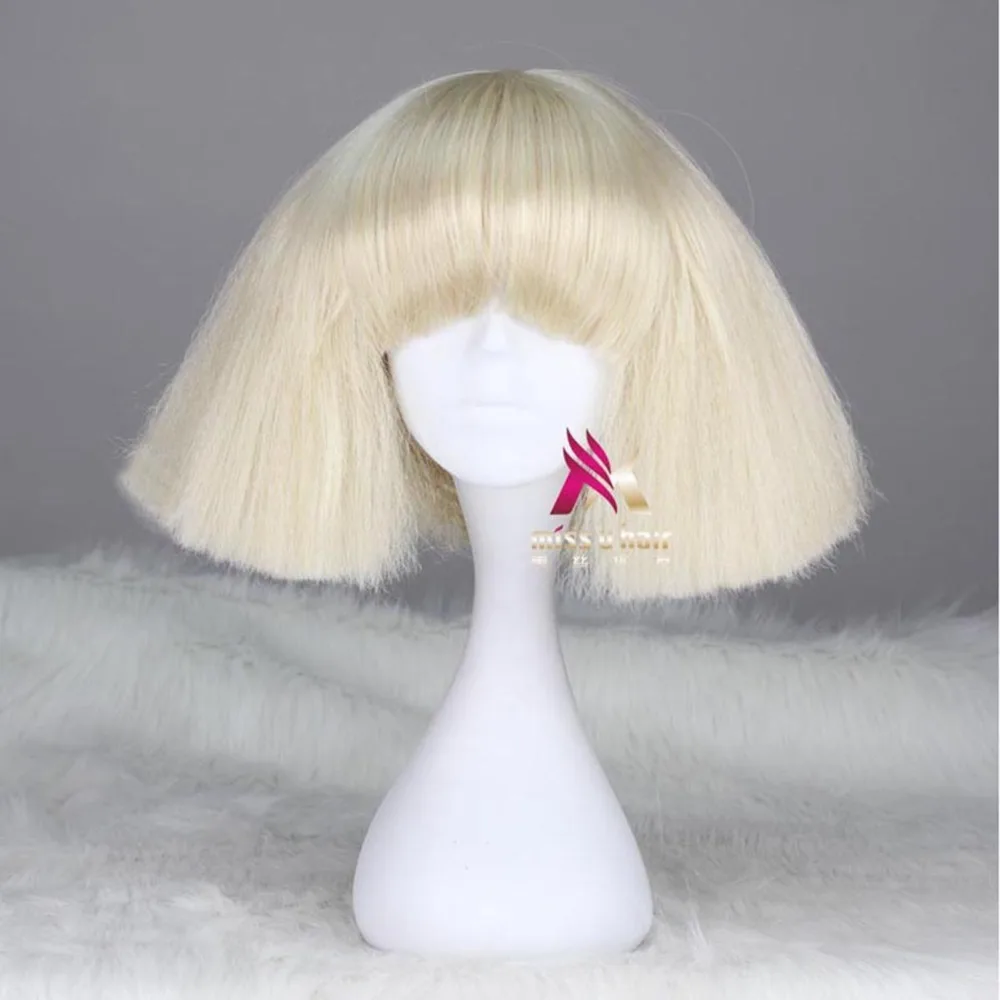 Lady Gaga Wig Black Blonde White Synthetic Hair Cosplay Wig Halloween Party Costume Wigs +wig cap