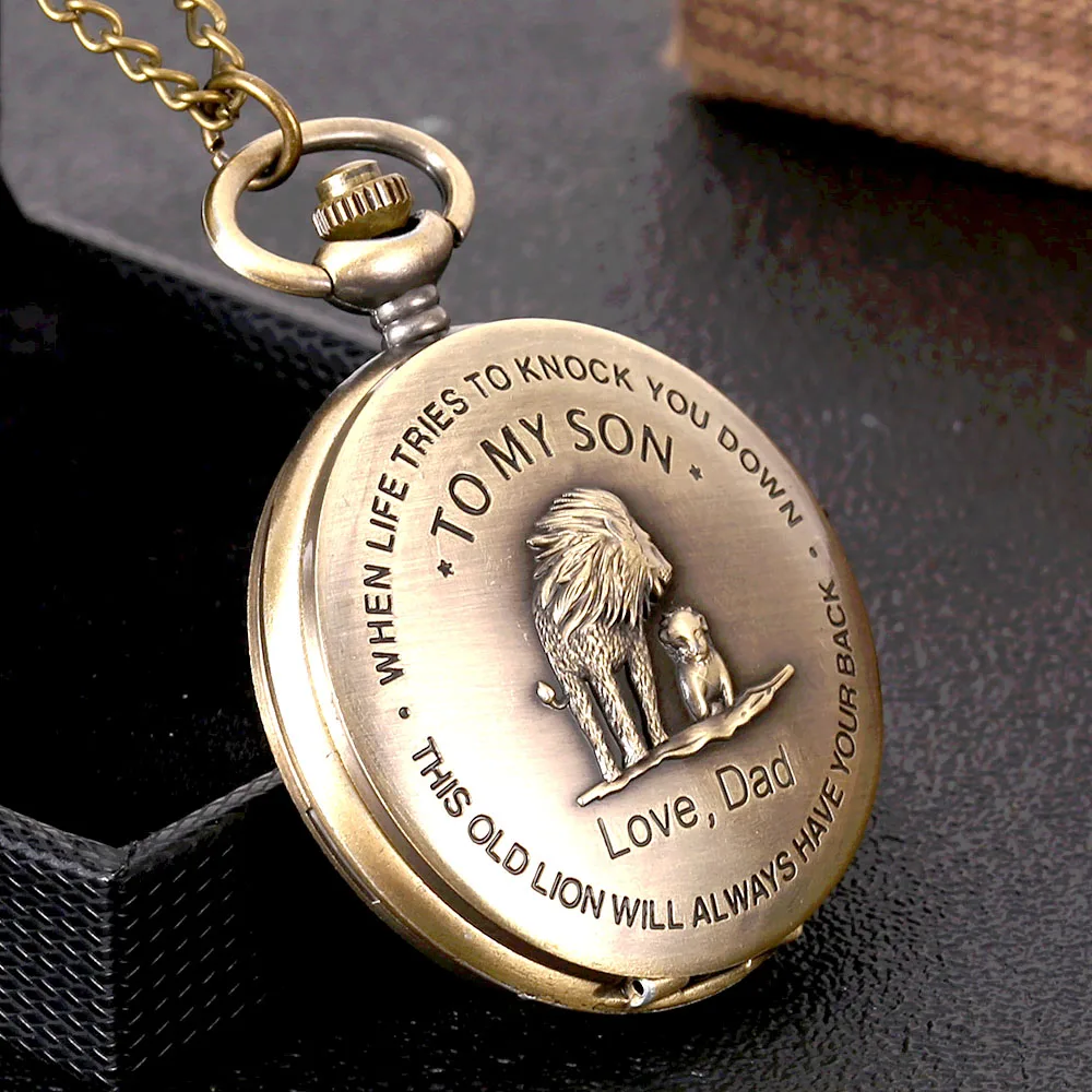 8950Embossed Simba copper color creative large Creative retro gift value exquisite pocket watch