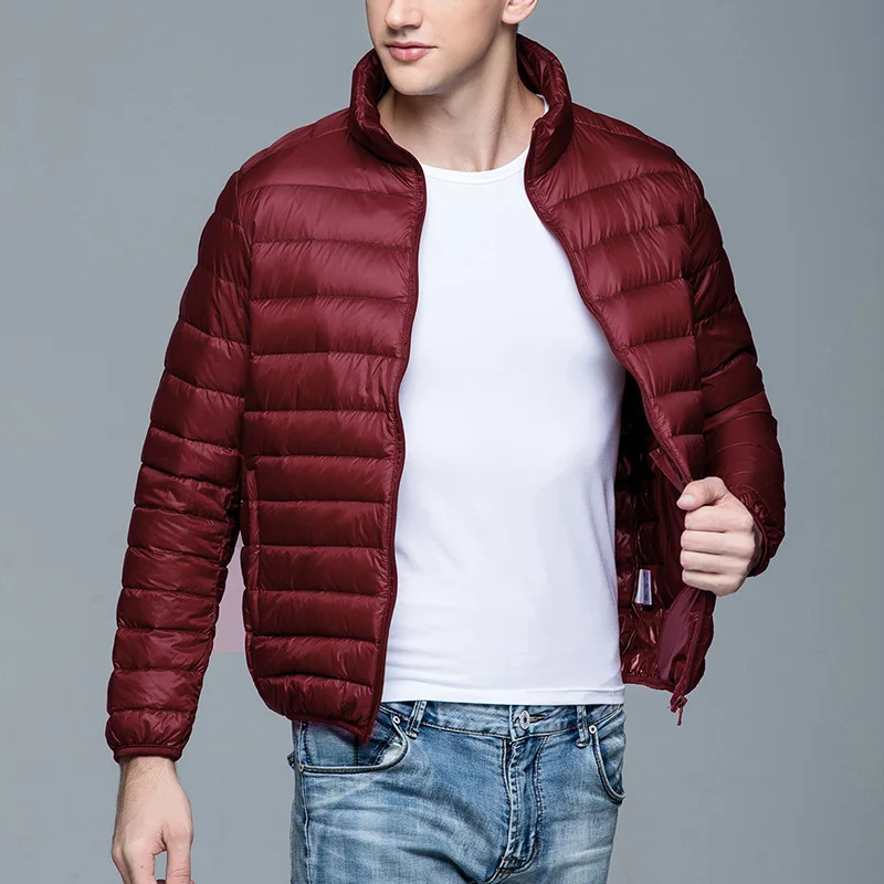 MRstuff-Veste légère à col court pour hommes, manteau en plumes, vêtements pour jeunes, automne, hiver, marque, nouveau, 2024