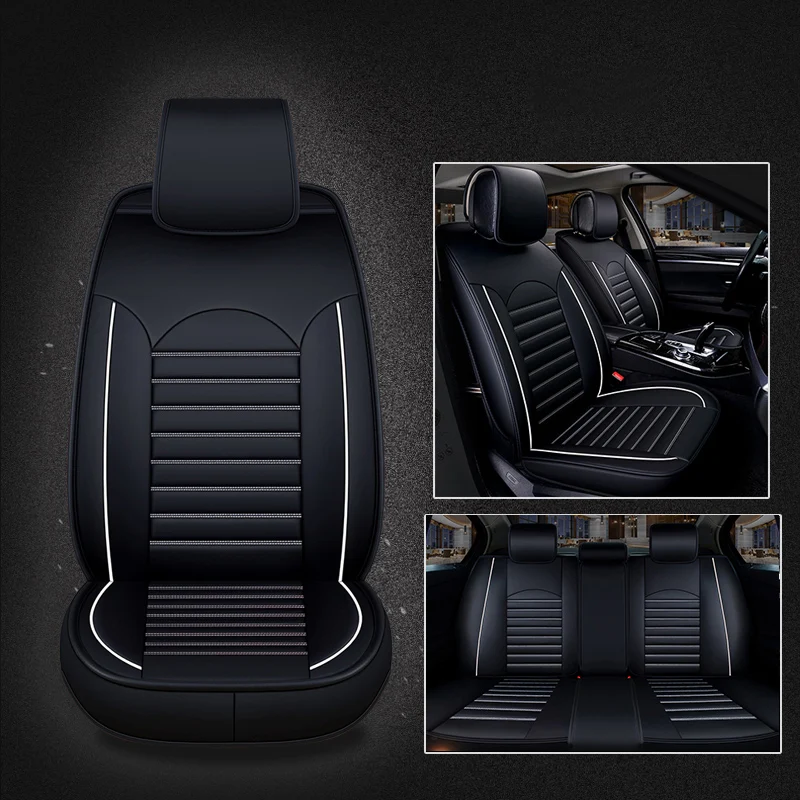 Leather Car Seat Cover Cushion Protector Van Auto Front Rear Pad Full Tightly Surround With Backrest Fit Most Car Interior Cover