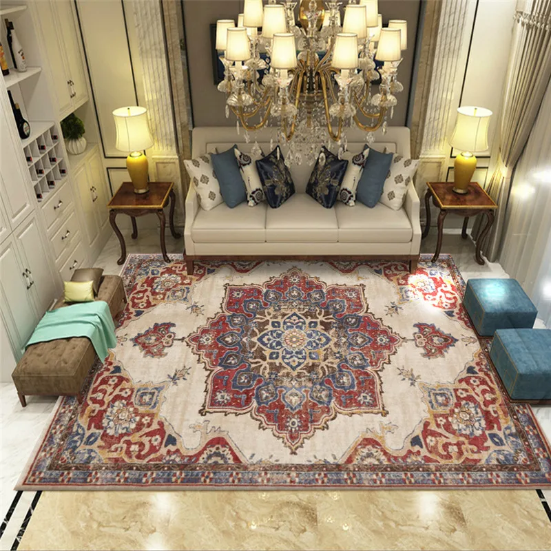 

New Vintage Morocco Living Room Carpet Bedroom Area Rugs Parlor Sofa Tea Table Mat Study Rugs Children Persian Style Carpet