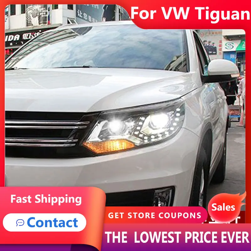 

HANA for VW Tiguan Headlights 2013-2016 Tiguan LED Headlight DRL Hid Head Lamp Angel Eye Bi Xenon Beam Accessories